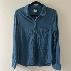 Faherty Casual Blue Button Down Shirt, Organic Cotton, size M